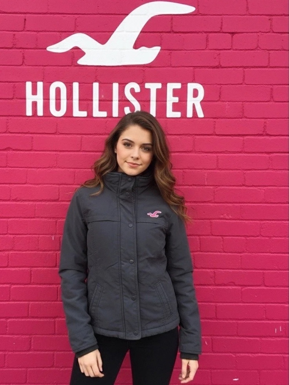 Hollister Navy Hooded All Weather Jacket